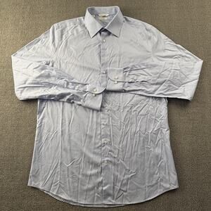Suit Supply Shirt Adult Size 43L 17L Blue Button Up Traveller Long Sleeve Luxury